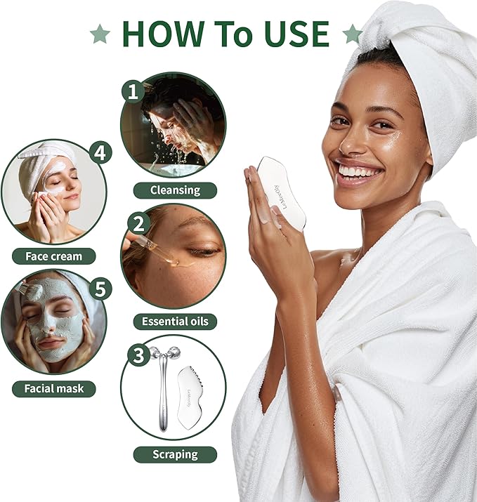 LeMeeOly Stainless Steel Gua Sha Facial Tools Metal GuaSha Tool - Image 5