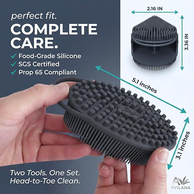 Avilana Premium Body Scrubber and Face Brush Set - Image 5