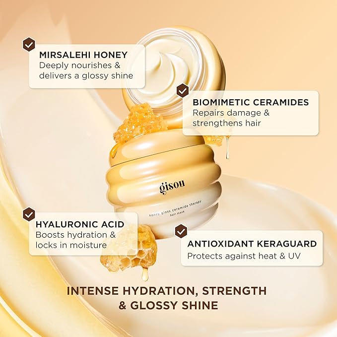 Gisou Honey Gloss Ceramide Therapy Hair Mask Mini – Deep Repair & Hydration - Image 6