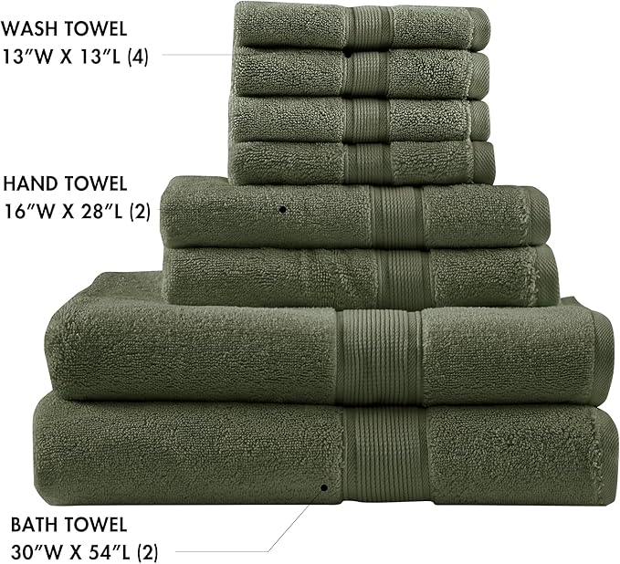 Madison Park 800GSM Bathroom Towel Set of 8 100% Cotton Bath Towel Set - Image 4