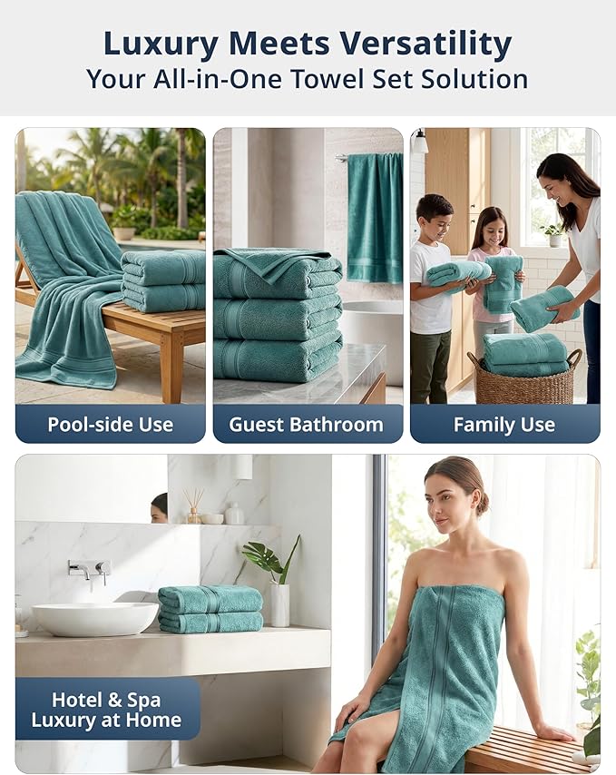 Lane Linen 100% Cotton Bath Towels 4 Pack - Image 8