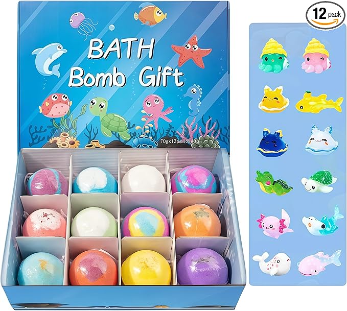 12-Piece Bath Bomb Gift Set for Kids, Bath Bombs for Kids by WEERSHUN