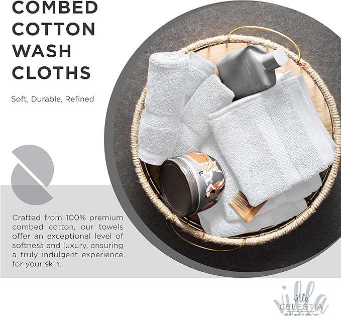 100% Cotton Wash Cloth for face & Body Set of 6, Sustainable, Highly Absorbent - Image 2
