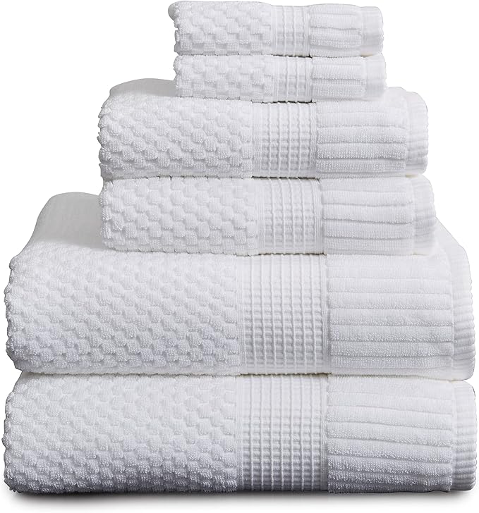 NY Loft 100% Cotton 6 Piece Bath Towel Set | White Towels | Oeko-TEX® Standard by NYLoft