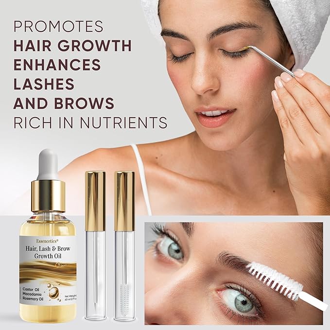Castor Oil Organic Cold Pressed Unrefined Glass Bottle, Eyebrow Eyelash Growth - Image 3