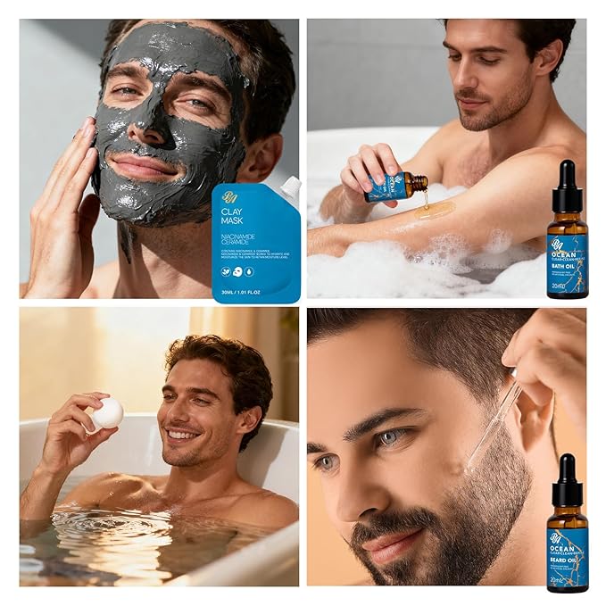 21 Pcs Men Facial Skin Care Set, Father's Day Gifts, Bath & Beard Gift Set - Image 6