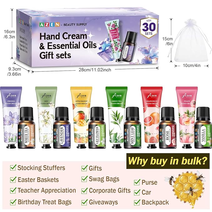 AZEN 30 Sets Bulk Gifts, Hand Cream and Essential Oils Bulk Set - Image 6