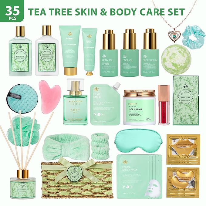 35 Pcs Mothers Day Gifts for Mom, Bath & Body Gift Basket for Women, Tea Tree - Image 2