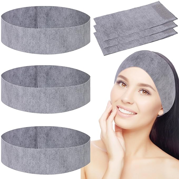 128 Pieces Disposable Spa Facial Headbands Stretch Non-Woven Facial Headband by PINKXHY