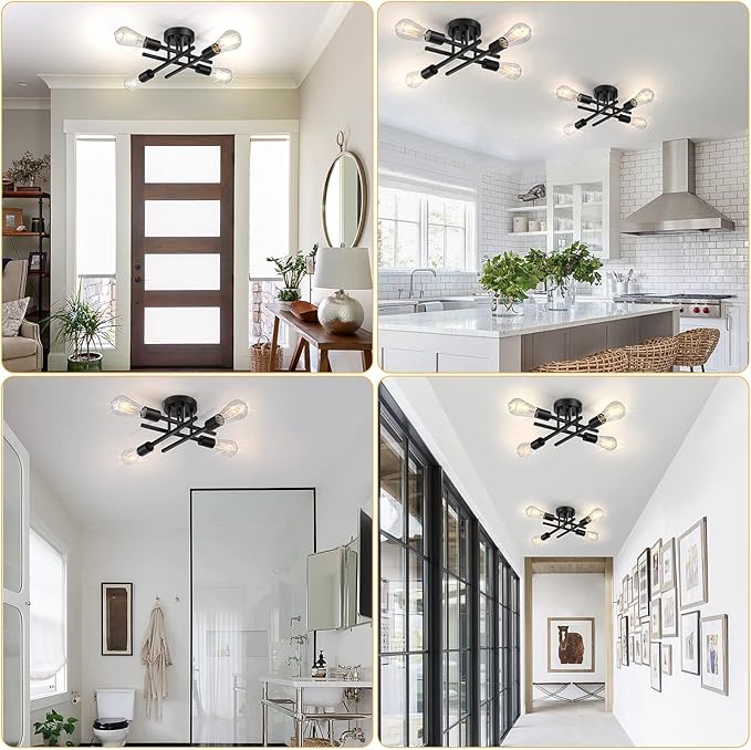 SunRider Industrial 4-Light Semi Flush Mount Ceiling Light Fixture, Modern - Image 5