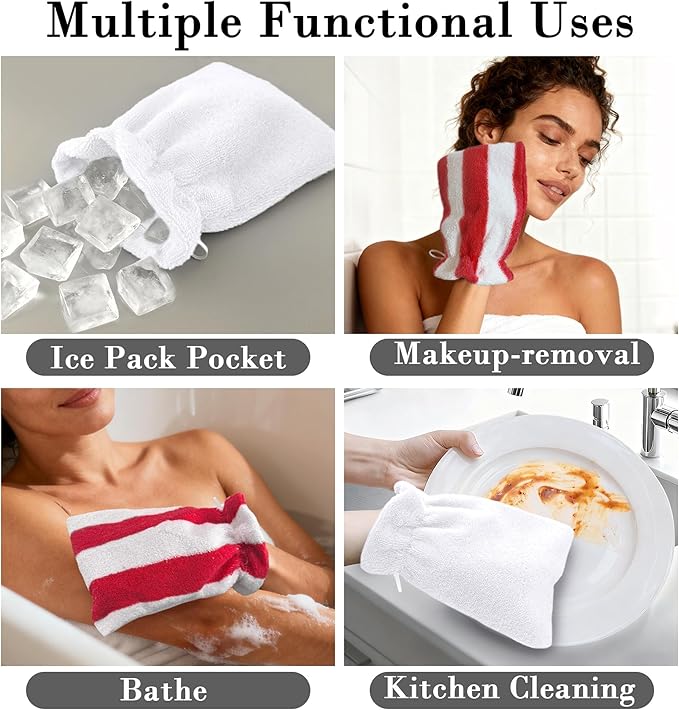 VOOVA & MOVAS Wash Mitts for Body 6-Pack, 100% Cotton Soft Absorbent Wash Cloths - Image 4