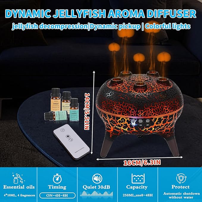 BOHOFAM Jellyfish Essential Oil Diffuser 250ML, Aroma Diffuser Hears Sound to - Image 5