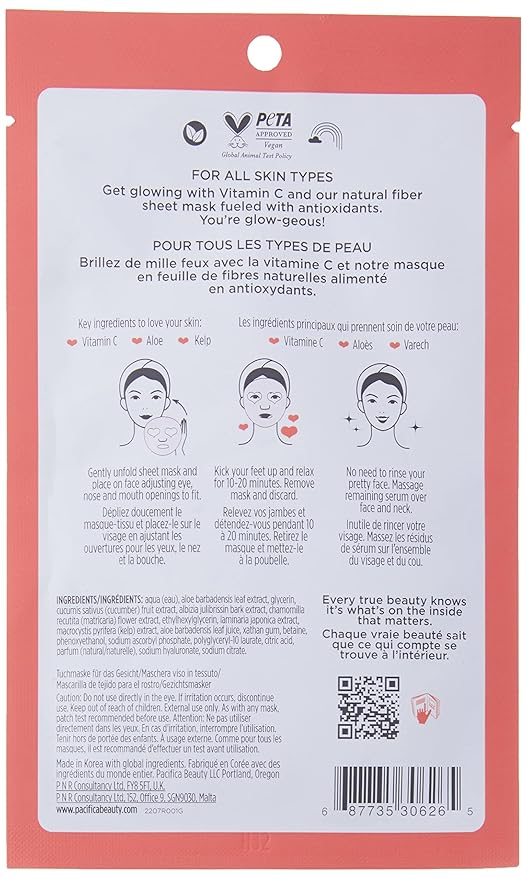 Pacifica Beauty, Glow Baby Brightening Face Mask, Sheet Mask, Vitamin C - Image 2