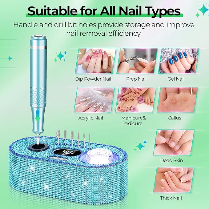 JOSGLOI Electric Nail Drill Professional: Shiny 40000RPM Electric Nail File Kit - Image 5