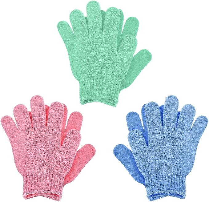 Sibba 3 Pair Bath Gloves for Shower Natural Loofah Exfoliating Wash Gloves for by Sibba