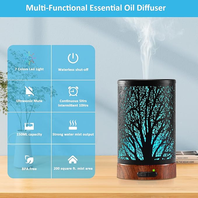 Essential Oil Diffuser - 150ML Metal Aromatherapy Diffuser - Image 4