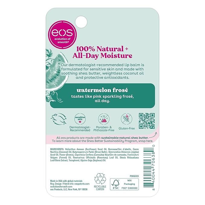 eos 100% Natural Lip Balm- Watermelon Frosé, Dermatologist Recommended - Image 7