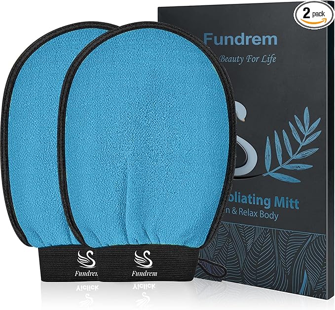 Exfoliating Gloves 2 Pcs, Exfoliating Body Scrubber by FUNDREM