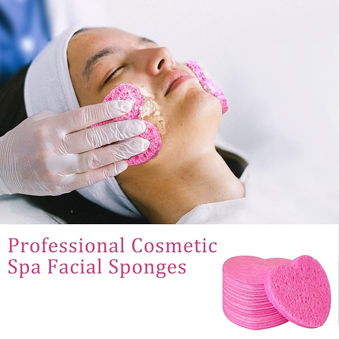 60-Count Kickleen Compressed Cellulose Heart Shape Facial Sponges | 100% - Image 4