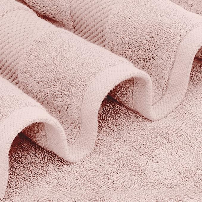 White Classic Pink 650 GSM Cotton Bath Sheet Towel - Image 3