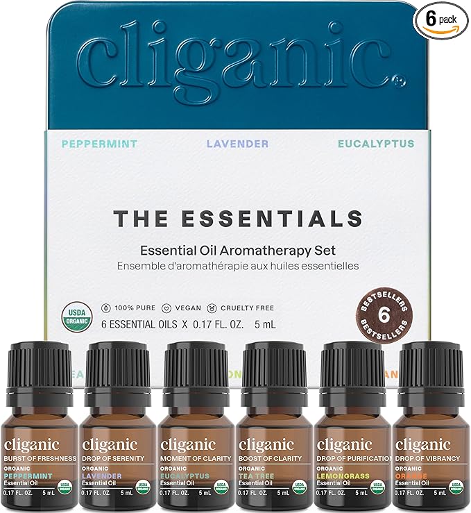 Cliganic Organic Aromatherapy Essential Oils Set, 100% Pure Natural by Cliganic