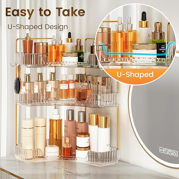 Corner Bathroom Counter Organizer 3-Tier Bathroom Organizer Countertop - Image 6