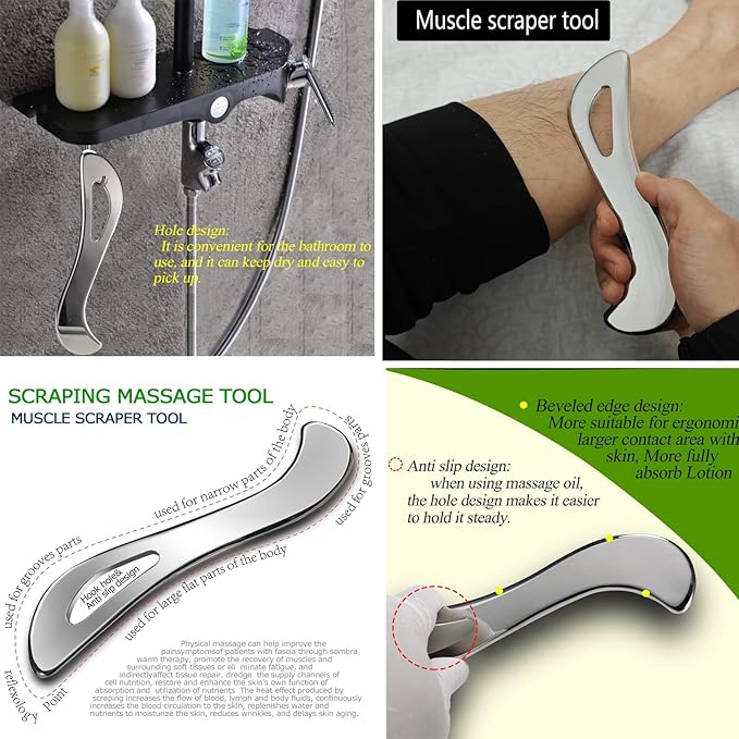 Muscle Scraper Tool Set, Stainless Steel IASTM Kit, Scraping Massage Tools - Image 5