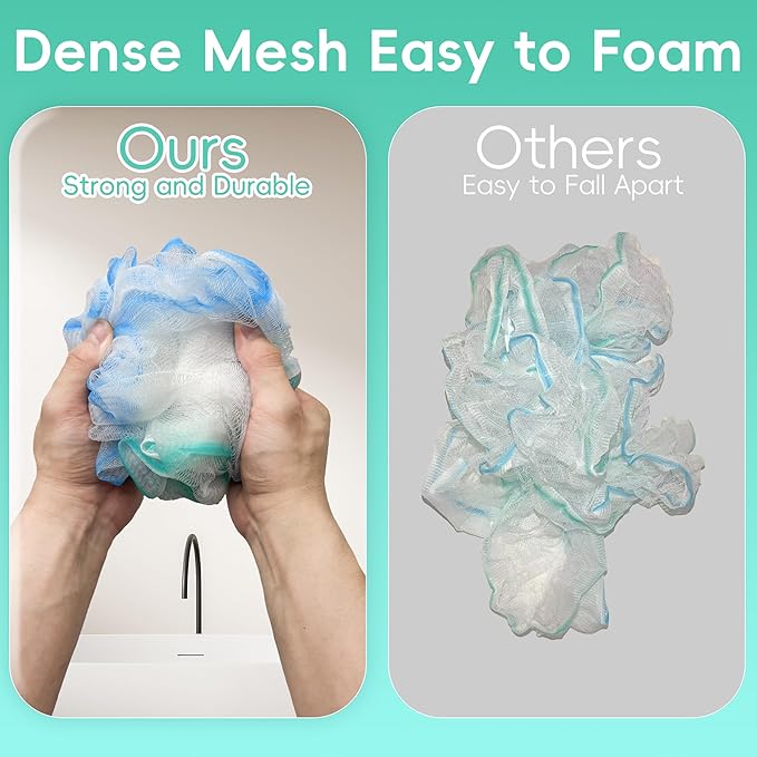 Loofah 4 Pack 75g Extra Large Loofa Set Soft Bath Sponge Thick Body Wash Puffs - Image 4