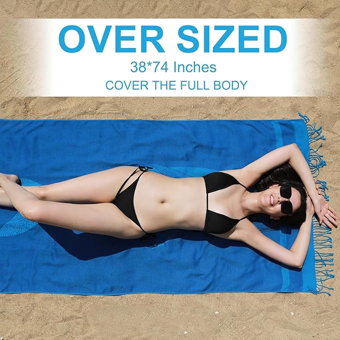 Genovega 6 Packs Oversized Turkish Beach Bath Towel Set Bulk 74"x38" Extra - Image 5