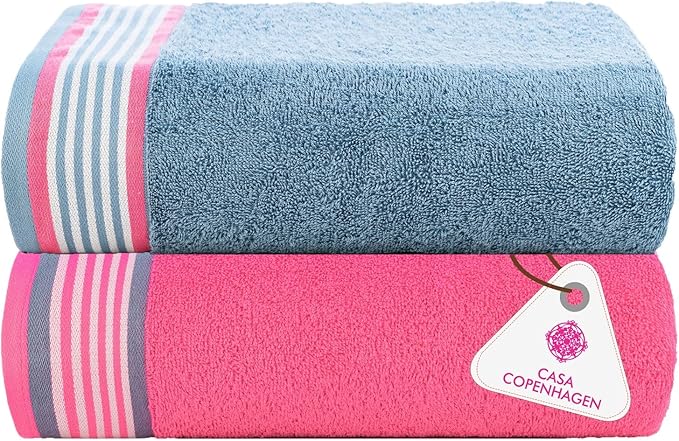CASA COPENHAGEN He & She 2Pcs 100% Egyptian Cotton Large Designer Bathsheet by CASACOPENHAGEN