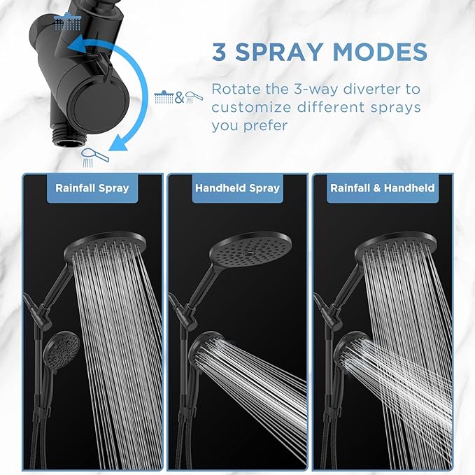 MakeFit Dual Handheld Shower Head Combo, 2-in-1 Rain Shower Heads System 8 Inch - Image 5