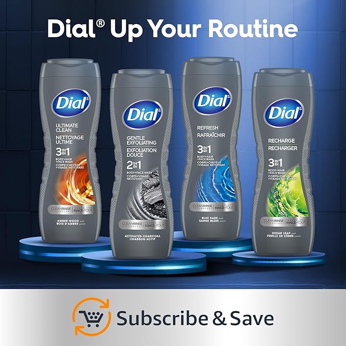 Dial Men 3 in 1 Body, Hair and Face Wash, 16 Fl Oz, Cleanses Deep + Gentle on - Image 7