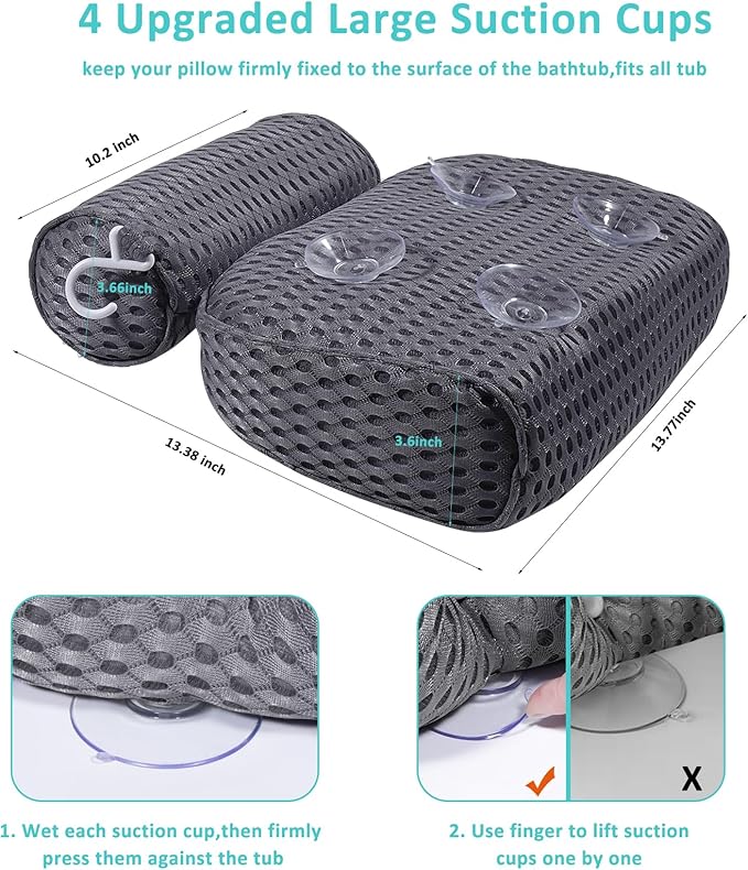 Bath Pillow for Tub Support Neck and Back, Bathtub Pillow Bath Accessories for - Image 2