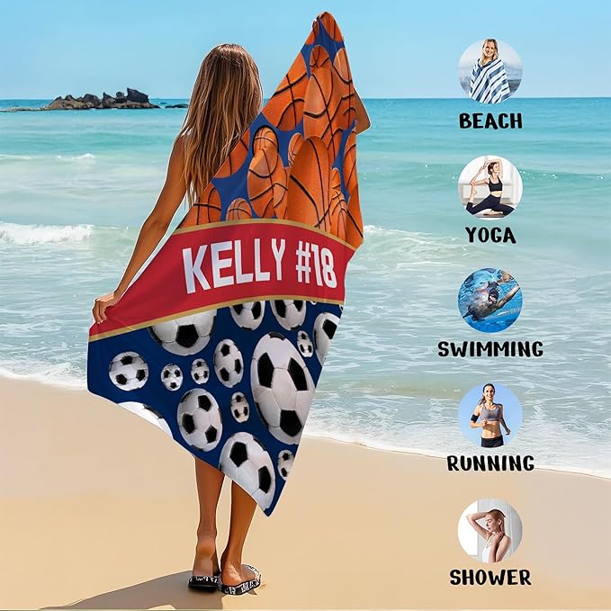 Personalized Beach Towel With Name, Custom Beach Towel with Text, Customized - Image 6