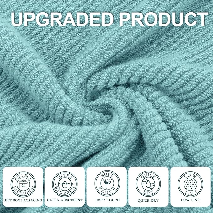 Teal Hand Towels for Bathroom, Bathroom Hand Towels Set of 4, Large 18" x 28" - Image 2