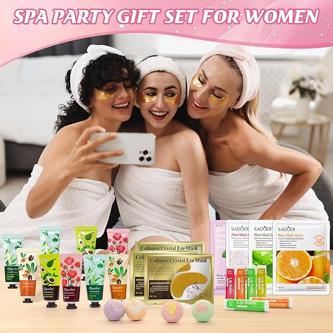 128 PCS Spa Party Supplies for Women, Spa Kit Include Lip Balm, Facial Masks - Image 5