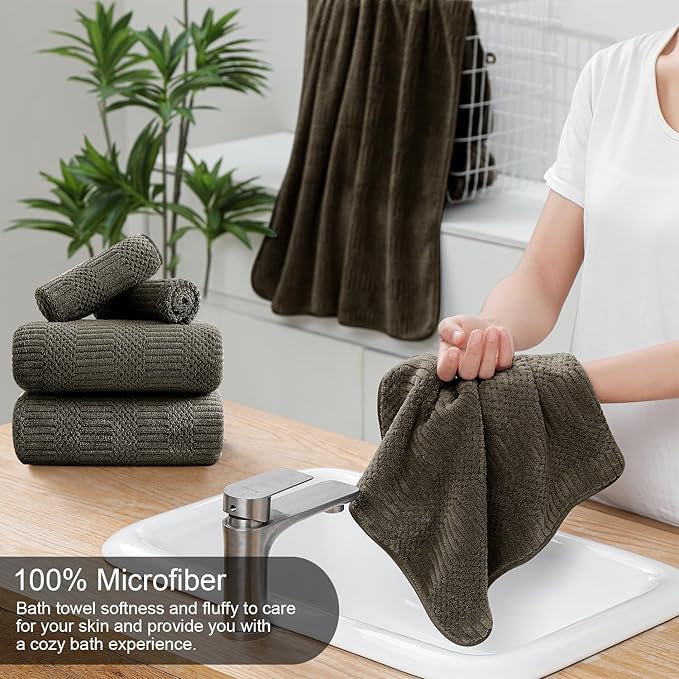 Ycosy 4 Pack Extra Large Microfiber Bath Towels Set, 35x70 inches, Less Lint - Image 3