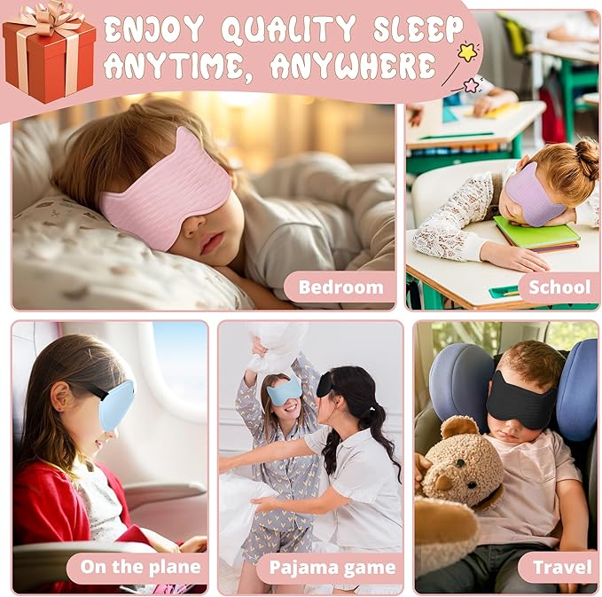 Kids Sleep Mask Eye Mask: 3D Contoured Cup Sleeping Masks, Blindfold - Image 7