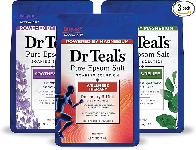 Dr Teal's Pure Epsom Salt, Eucalyptus & Wellness Trio Bundle, 3 lbs by DrTeals