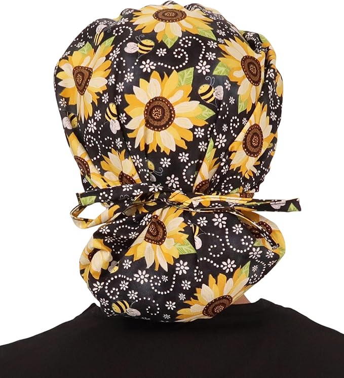 Sparkling EARTH Banded Bouffant Surgical Scrub Ponytail Working Caps and - Image 2