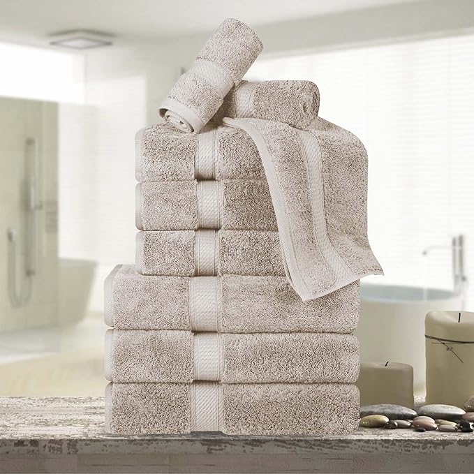 Superior Egyptian Cotton Pile 9 Piece Towel Set, Includes 3 Bath, 3 Hand by SUPERIOR