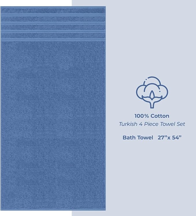 American Soft Linen Luxury 4 Piece Bath Towel Set, 600 GSM 100% Cotton Turkish - Image 4