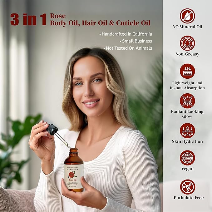 Rose Body Oil, Moisturizing Body Oil - Image 4
