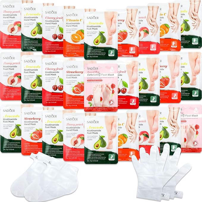 24 Pcs Fruits Beauty Hand Foot Mask Bulk Hydrating Hand Foot Moisturizing by Swiffen