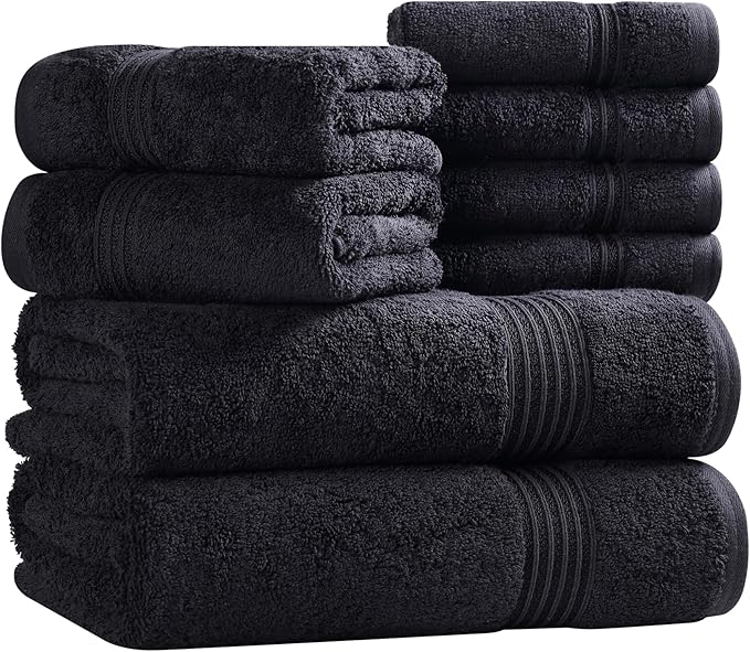Superior Egyptian Cotton 8-Piece Towel Set, Guest Bath Decor Essentials - Image 2