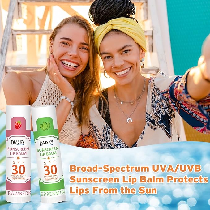 DMSKY SPF 30 Lip Balm 8 Pack, Broad Spectrum Sunblock - Image 7