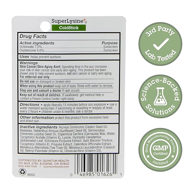 Quantum Health SuperLysine+ Coldstick Lip Sunscreen - Image 2