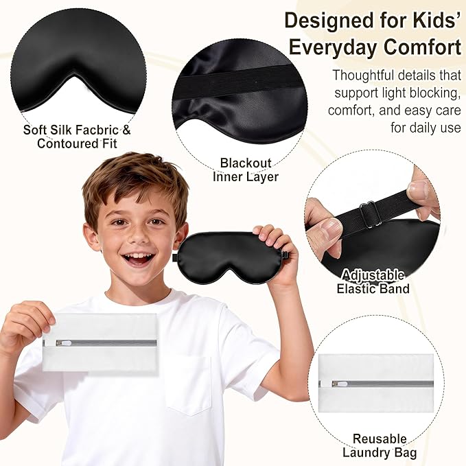Kids Sleep Mask, Kids Eye Mask for Boys Girls, Kid Silk Eye Masks - Image 2