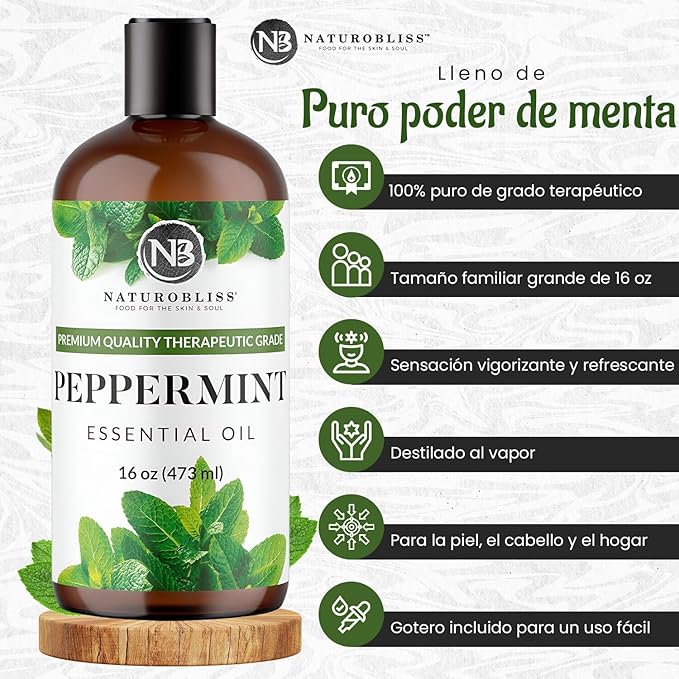 NaturoBliss Peppermint Essential Oil, 100% Pure and Natural Therapeutic Grade - Image 3