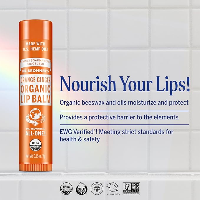 Dr. Bronner’s Organic Lip Balm 6-Pack Natural, Moisturizing, Petroleum-Free Lip - Image 2